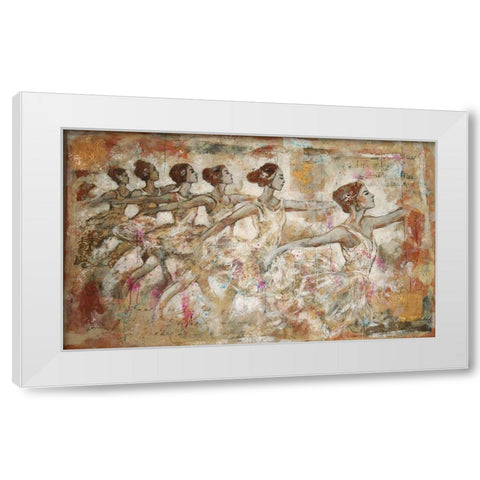 Ballerinas Golden White Modern Wood Framed Art Print by Wiley, Marta