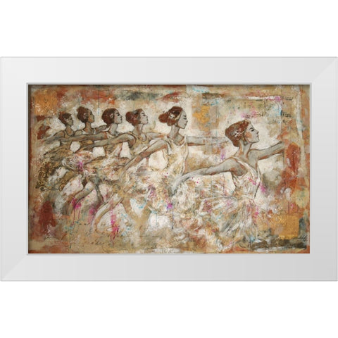 Ballerinas Golden White Modern Wood Framed Art Print by Wiley, Marta