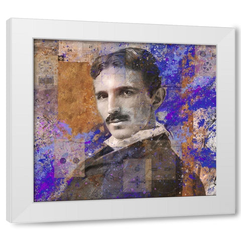 Tesla Blue White Modern Wood Framed Art Print by Wiley, Marta