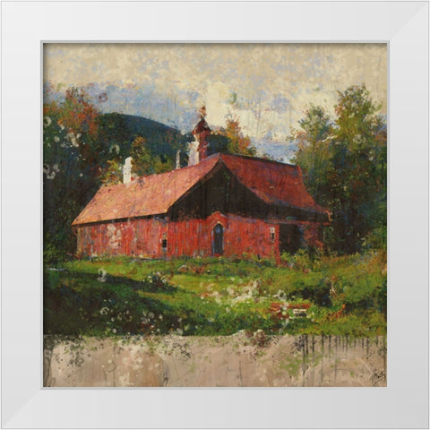 Vermont, Red Barn II White Modern Wood Framed Art Print by Wiley, Marta