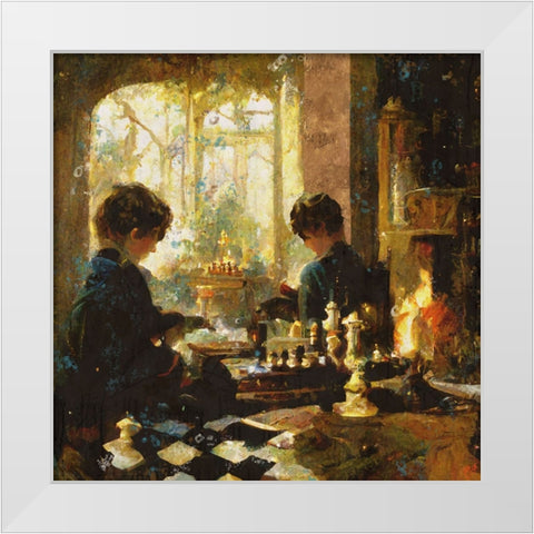 Chess players Oversized White Modern Wood Framed Art Print by Wiley, Marta