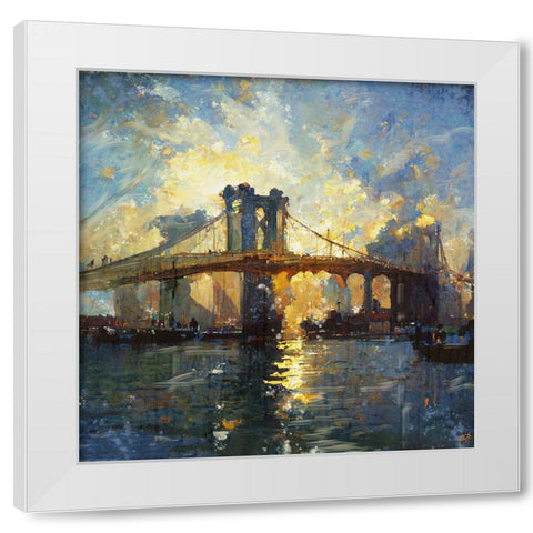 Brooklyn Bridge I White Modern Wood Framed Art Print by Wiley, Marta