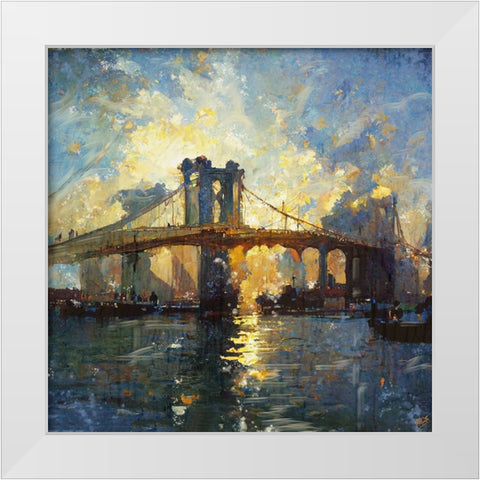 Brooklyn Bridge I White Modern Wood Framed Art Print by Wiley, Marta