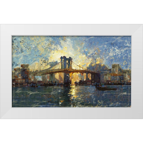Brooklyn Bridge Horizontal I White Modern Wood Framed Art Print by Wiley, Marta
