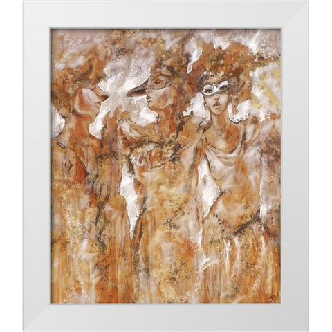 Masked Figures White Modern Wood Framed Art Print by Wiley, Marta