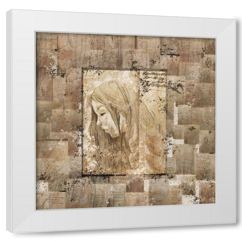 Beauty sketch collage White Modern Wood Framed Art Print by Wiley, Marta