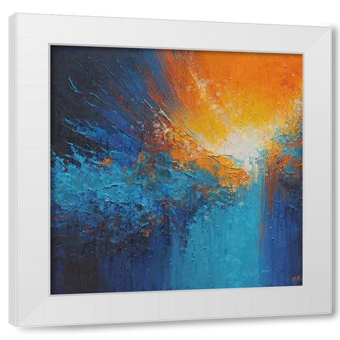 Abstract Blue organge II White Modern Wood Framed Art Print by Wiley, Marta