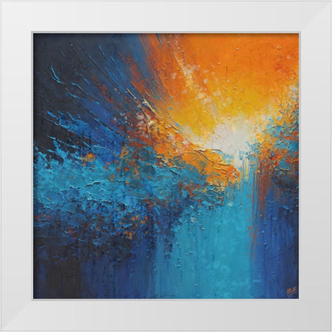 Abstract Blue organge II White Modern Wood Framed Art Print by Wiley, Marta