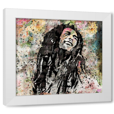 Bob Marley I White Modern Wood Framed Art Print by Wiley, Marta