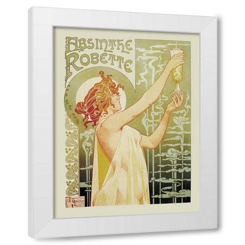 Absinthe Rebette White Modern Wood Framed Art Print by Livemont, Privat