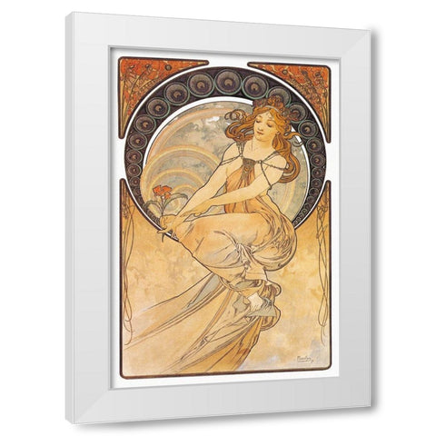 Painting White Modern Wood Framed Art Print by Mucha, Alphonse
