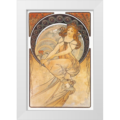 Painting White Modern Wood Framed Art Print by Mucha, Alphonse