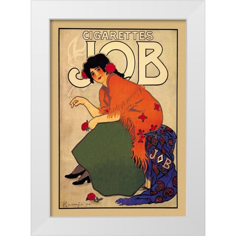 Cigarettes Job White Modern Wood Framed Art Print by Mucha, Alphonse