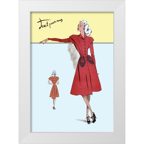 Casual Dress in Red, 1947 White Modern Wood Framed Art Print by Unknown