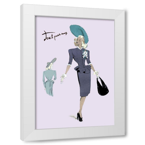 Classy Suit Dress with Hat and Bag, 1947 White Modern Wood Framed Art Print by Unknown