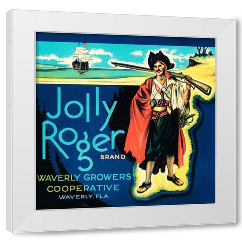 Jolly Roger Brand White Modern Wood Framed Art Print by Retrolabel