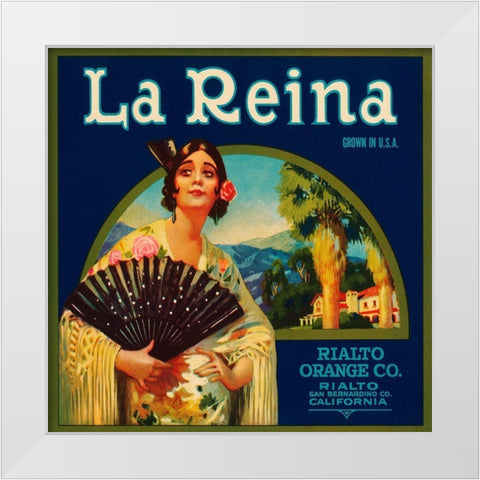 La Reina White Modern Wood Framed Art Print by Retrolabel