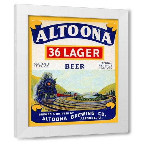 Altoona 36 Lager Beer White Modern Wood Framed Art Print by Vintage Booze Labels