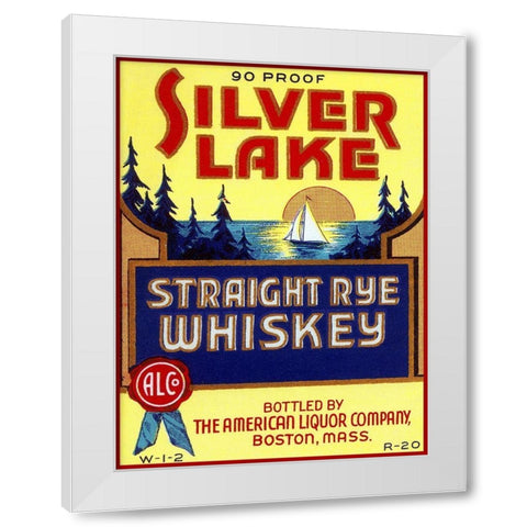Silver Lake Straight Rye Whiskey White Modern Wood Framed Art Print by Vintage Booze Labels