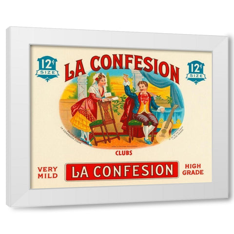 La Confession Cigars White Modern Wood Framed Art Print by Vintage Booze Labels