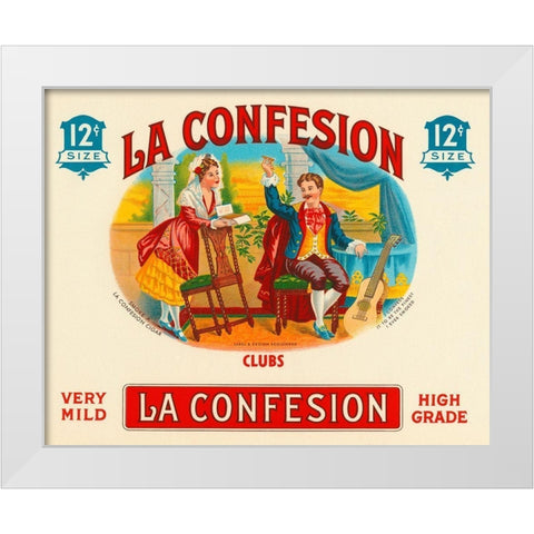 La Confession Cigars White Modern Wood Framed Art Print by Vintage Booze Labels