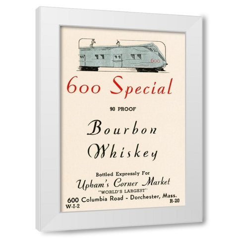 600 Special Bourbon Whiskey White Modern Wood Framed Art Print by Vintage Booze Labels