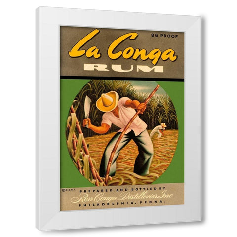 La Conga Rum White Modern Wood Framed Art Print by Vintage Booze Labels
