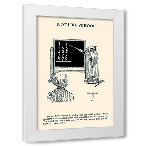 Not Like School White Modern Wood Framed Art Print by Retromagic