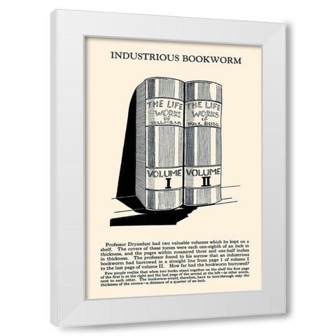 Industrious Bookworm White Modern Wood Framed Art Print by Retromagic