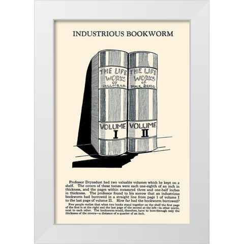 Industrious Bookworm White Modern Wood Framed Art Print by Retromagic