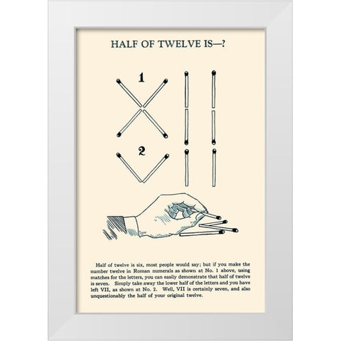 Half of Twelve is -? White Modern Wood Framed Art Print by Retromagic