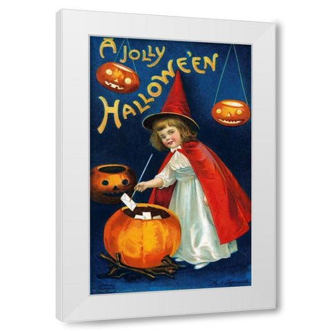 A Jolly Halloween White Modern Wood Framed Art Print by Halloween