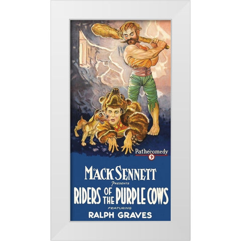 Movie Poster: Mack Sennett - Riders of the Purple Cows White Modern Wood Framed Art Print by Unknown 20th Century American Illustrator