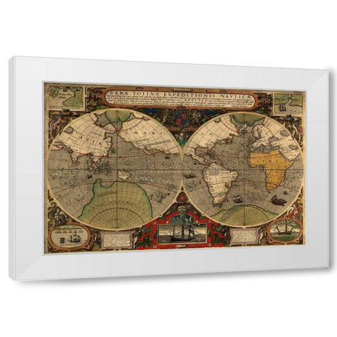 Vera Totius Expeditionis Nautica White Modern Wood Framed Art Print by Ortelius, A.