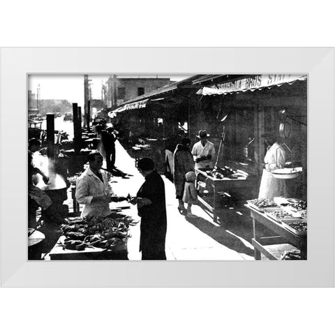 Wharf Street, San Francisco, CA White Modern Wood Framed Art Print by Vintage San Francisco