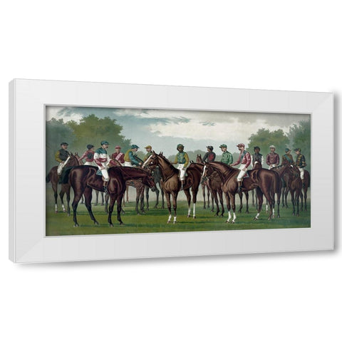 Celebrated winning horses and jockeys of the American turf White Modern Wood Framed Art Print by Currier and Ives
