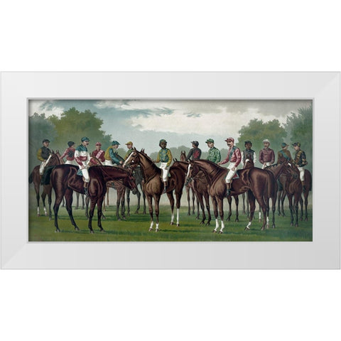 Celebrated winning horses and jockeys of the American turf White Modern Wood Framed Art Print by Currier and Ives