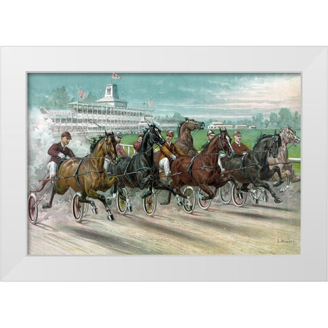 A Dash for the Pole White Modern Wood Framed Art Print by Currier and Ives