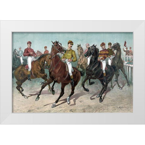Eager for the race White Modern Wood Framed Art Print by Currier and Ives