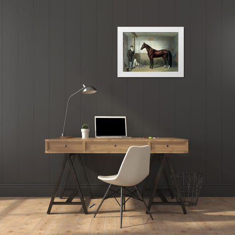 Rysdyks Hambletonian White Modern Wood Framed Art Print by Currier and Ives