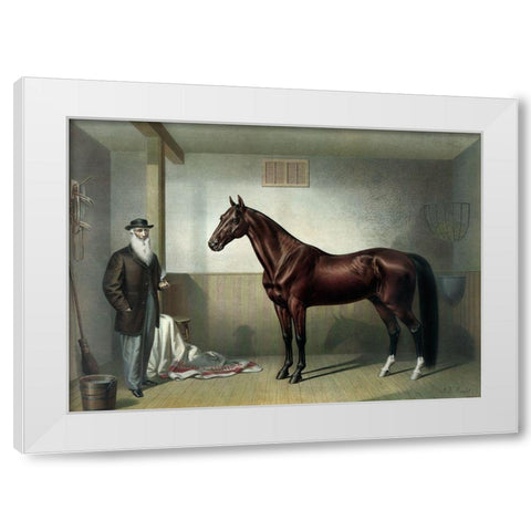 Rysdyks Hambletonian White Modern Wood Framed Art Print by Currier and Ives