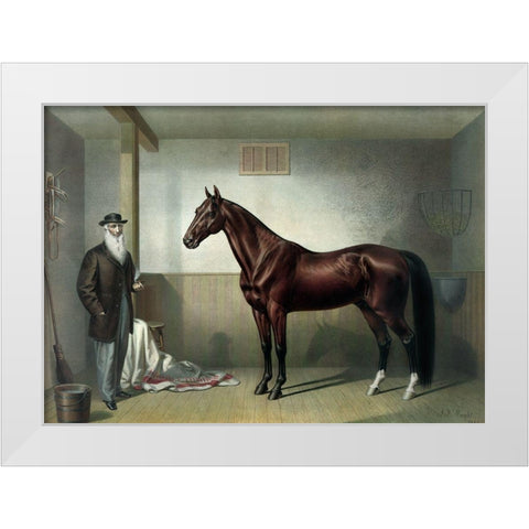 Rysdyks Hambletonian White Modern Wood Framed Art Print by Currier and Ives