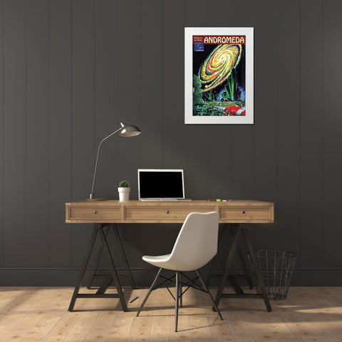 Retrosci-fi: Stories of the Stars... Andromeda White Modern Wood Framed Art Print by Paul, Frank R.