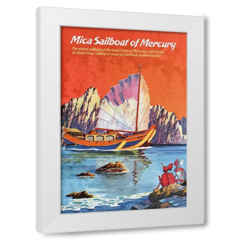 Mica Sailboat of Mercury White Modern Wood Framed Art Print by Retrosci-fi