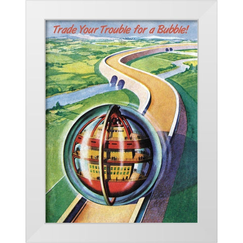 Pleasure Ball White Modern Wood Framed Art Print by Retrosci-fi