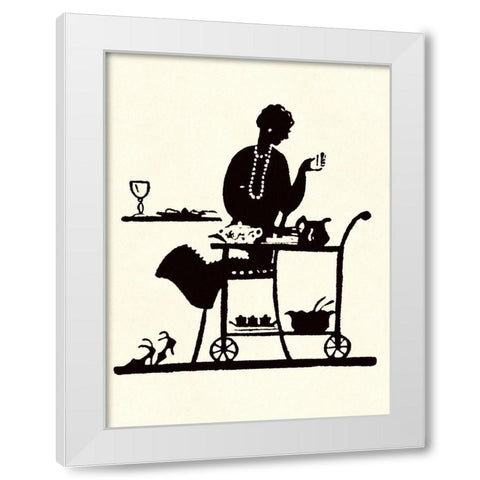 Homemaker Takes Items From a Serving Cart White Modern Wood Framed Art Print by Parrish, Maxfield