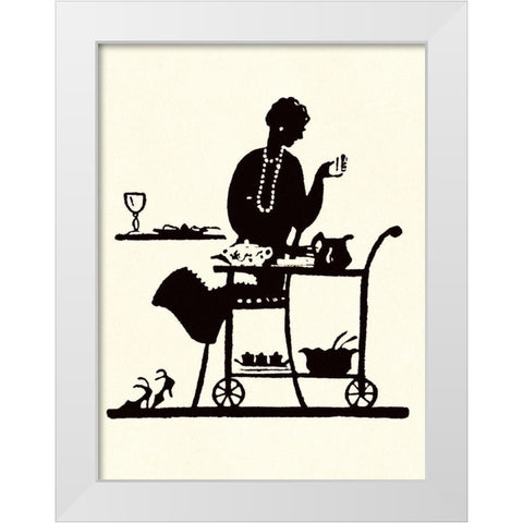 Homemaker Takes Items From a Serving Cart White Modern Wood Framed Art Print by Parrish, Maxfield