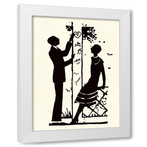 Suitor Pulls a Heart From a Trellis White Modern Wood Framed Art Print by Parrish, Maxfield