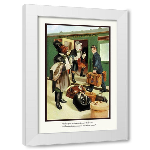 Teddy Roosevelts Bears: Teddy B and Teddy G Riding Trains White Modern Wood Framed Art Print by Culver, R.K.