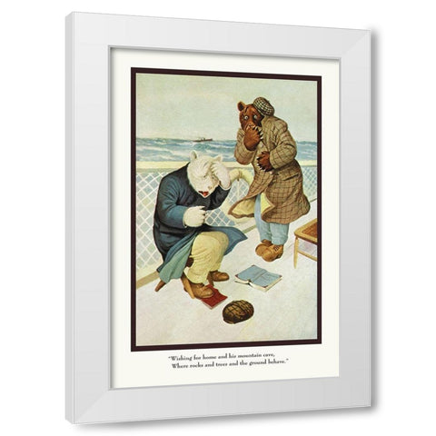 Teddy Roosevelts Bears: Teddy B and Teddy G Are Seasick White Modern Wood Framed Art Print by Culver, R.K.